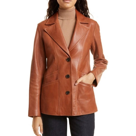 Nili Lotan Alda lamb leather jacket in Sienna - Picture 1 of 11